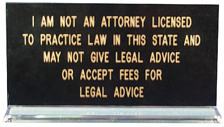 I Am Not a Lawyer Washington Notary Desk Sign