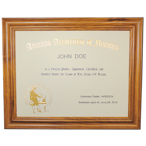 Washington Notary Unofficial Commission Certificate Frame
