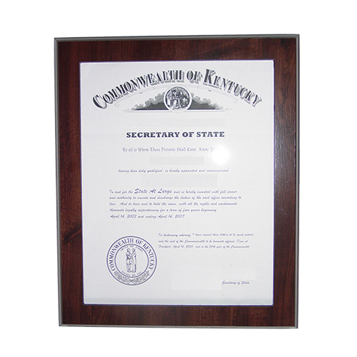 Washington Notary Commission Frame Fits 11 x 8.5 x inch Certificate