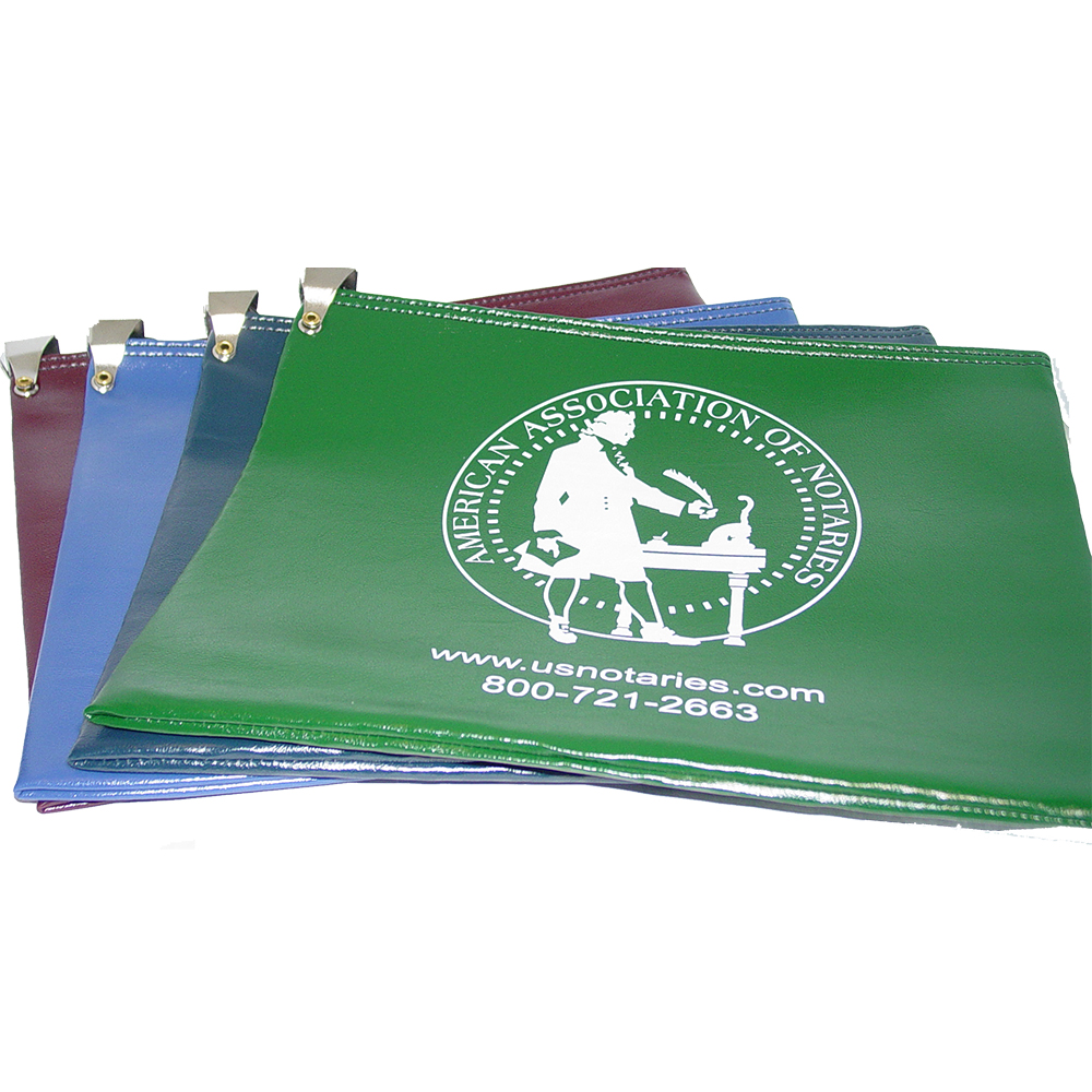 Don't risk misplacing your Washington notary supplies. This notary locking zipper bag is an ideal and convenient way to store, transport, and secure your Washington notary supplies. The bag easily carries your Washington notary record book, notary stamp, and notary seal embosser. Made of durable leatherette material (soft vinyl). Imprinted on one side of the bag with the AAN logo. Available in 6 colors. </p></p></p></p>